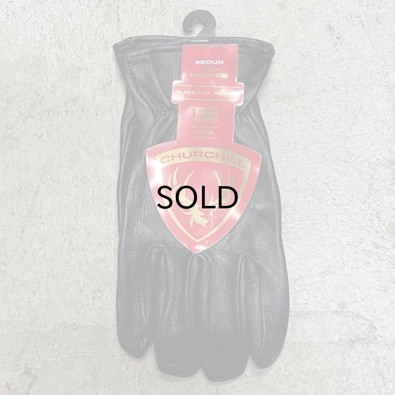 画像1: CHURCHILL GLOVE（チャーチルグローブ）DEERHIDE GLOVE / BLACK(ディアハイド・グローブ/ブラック） (1)