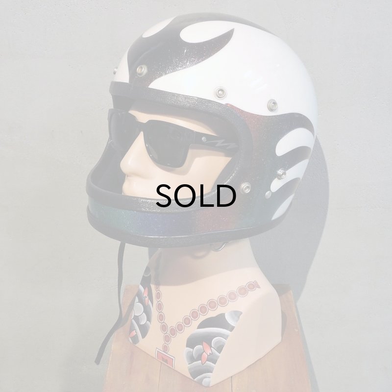 画像1: Vintage Helmet（ビンテージヘルメット）SAFETECH FLAMES 1970年代　ラメ・フレーク・マルチカラー・表記サイズ 9/73 LARGE 対応60〜62cm【内装リペア済み】 (1)