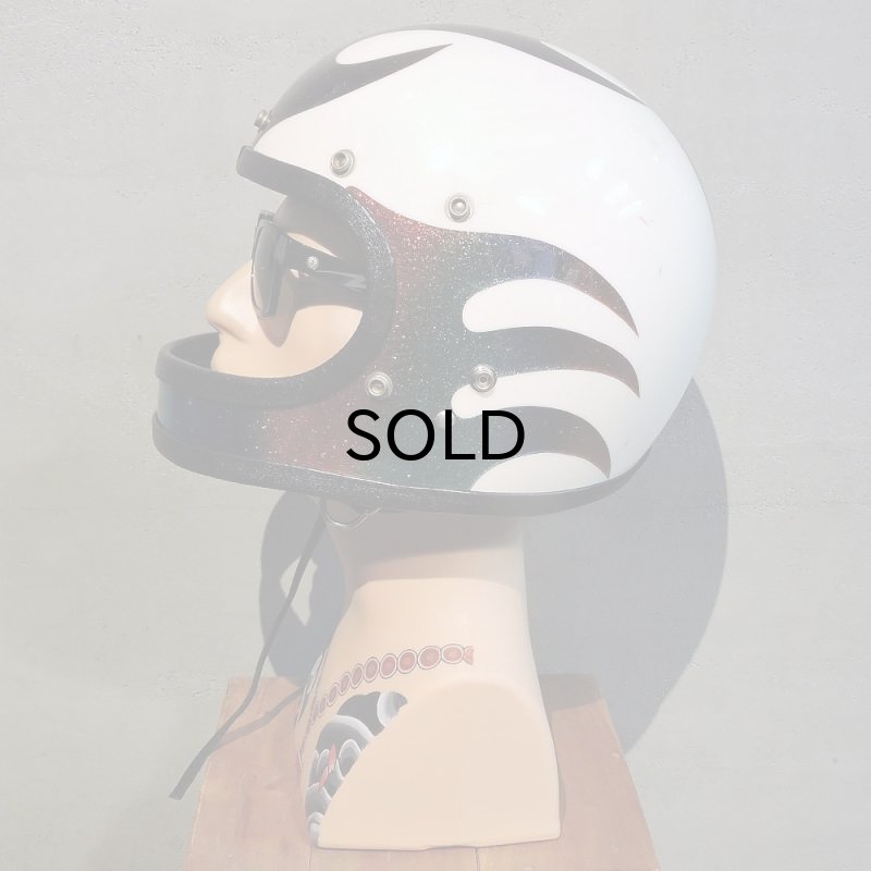 画像2: Vintage Helmet（ビンテージヘルメット）SAFETECH FLAMES 1970年代　ラメ・フレーク・マルチカラー・表記サイズ 9/73 LARGE 対応60〜62cm【内装リペア済み】 (2)