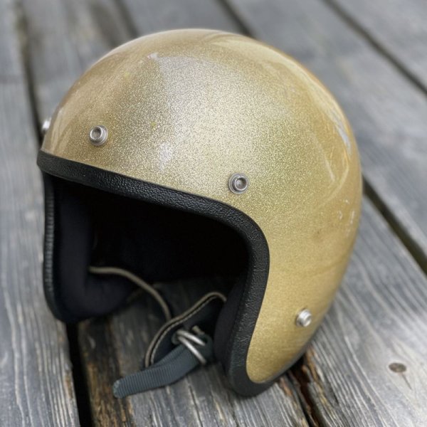 画像1: Vintage Helmet（ビンテージヘルメット）66s Grant GP-2 ジェットヘル・ゴールドフレーク L対応58cm相当【内装リペア済み】