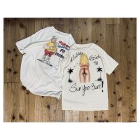 Vintage/Used 80-90s Air brush Art graphic Tee. "Sun your Buns" & "Bones 4 President"