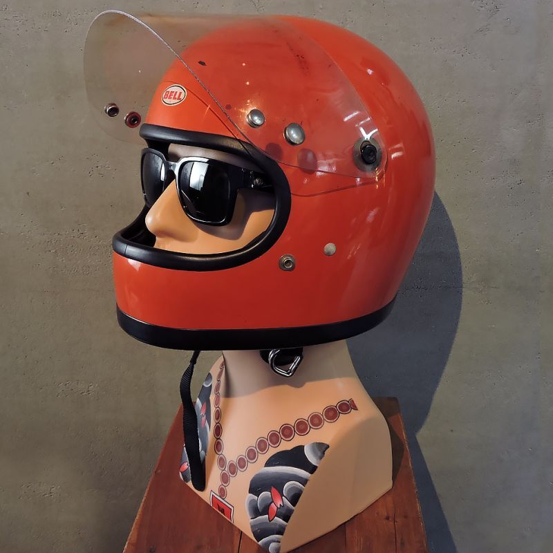Vintage Helmet（ビンテージヘルメット）純正シールド付き BELL STAR オレンジ L対応58〜60cm【内装リペア済み