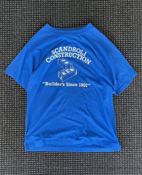 画像1: 【Vintage/USED】80年代 Hanes （ヘインズ） ショートスリーブ・Tシャツ "SCANDROLI CONSTRUCTION" サイズL MADE IN USA. (1)