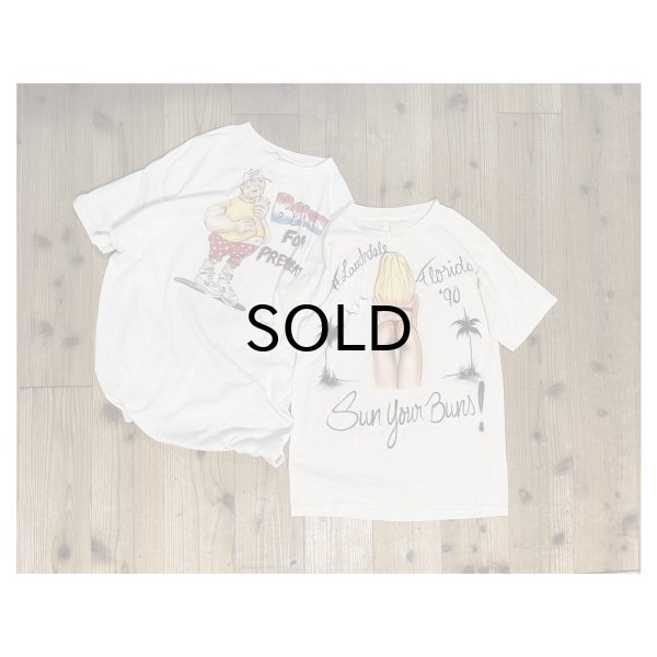 画像1: Vintage/Used 80-90s Air brush Art graphic Tee. "Sun your Buns" & "Bones 4 President" (1)